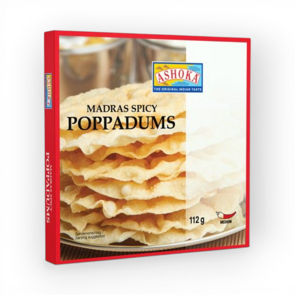 Ashoka Pappadums Hot Madras 112gr