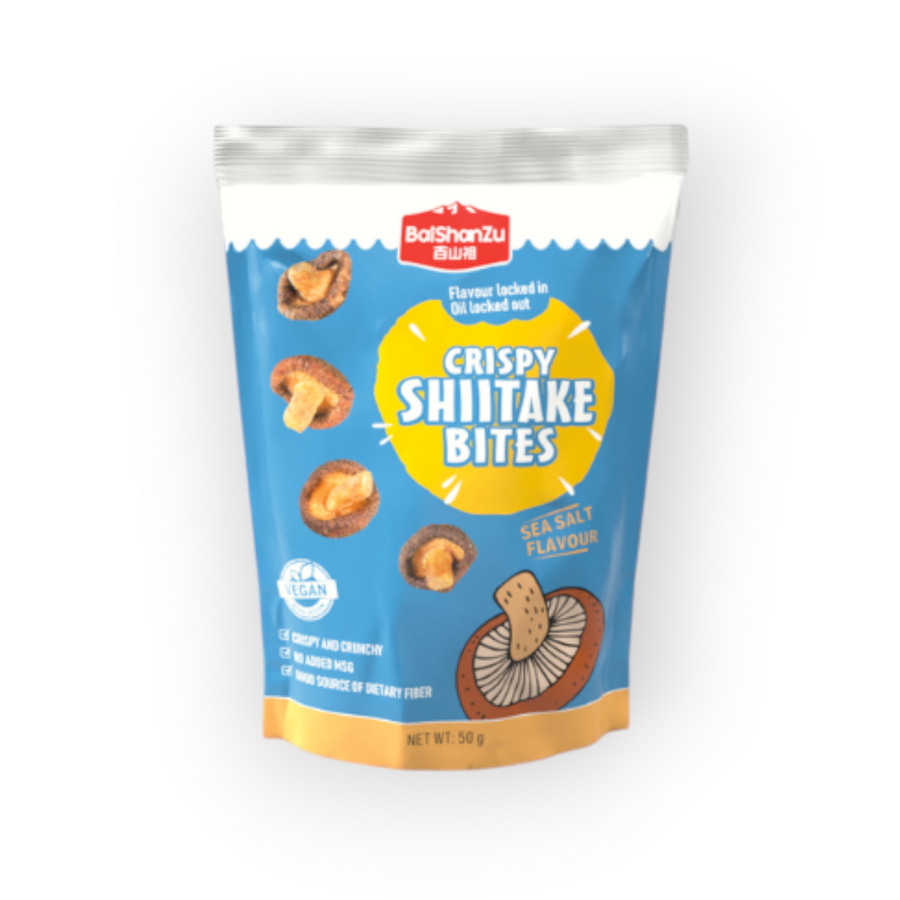 Bai Shan Zhou Crispy Shiitake Bites Sea Salt 50gr