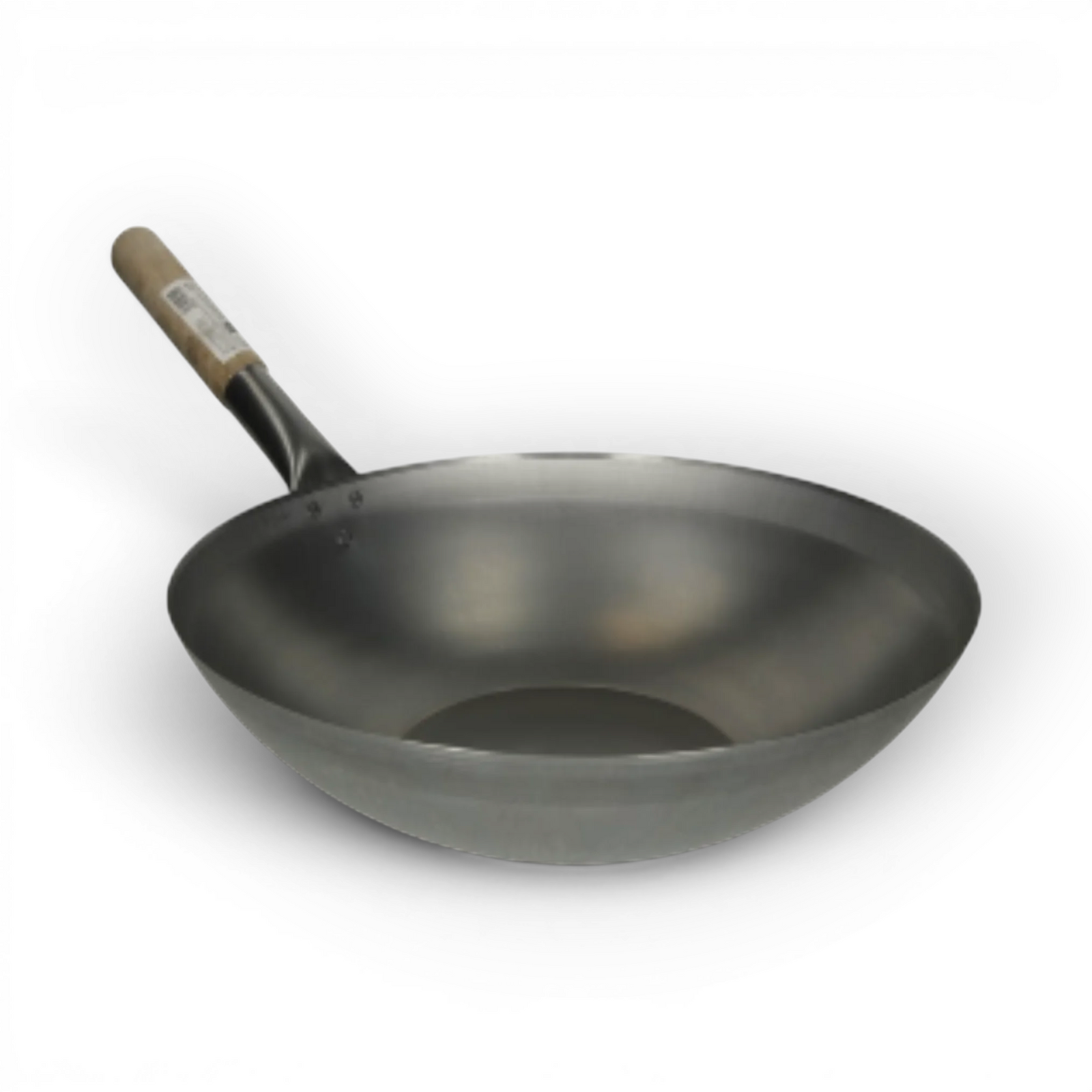 Stalen Wok met Houten Handvat 33cm Platte Bodem