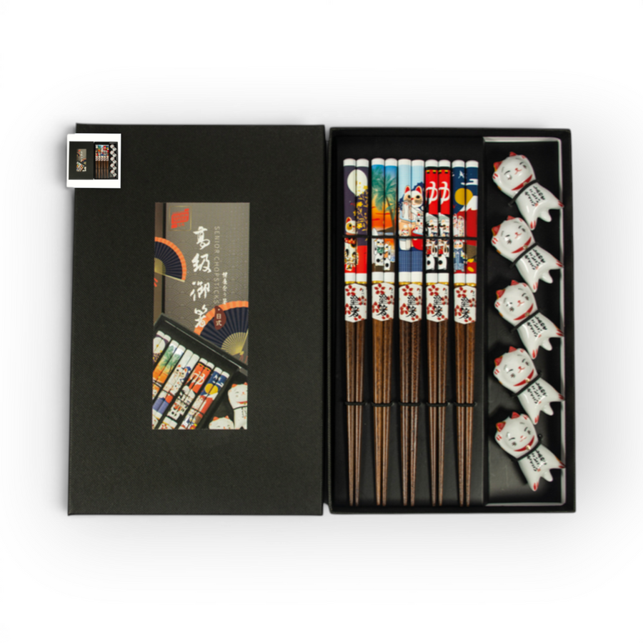Heuschen Chopstick Set 5pair Lucky Cats