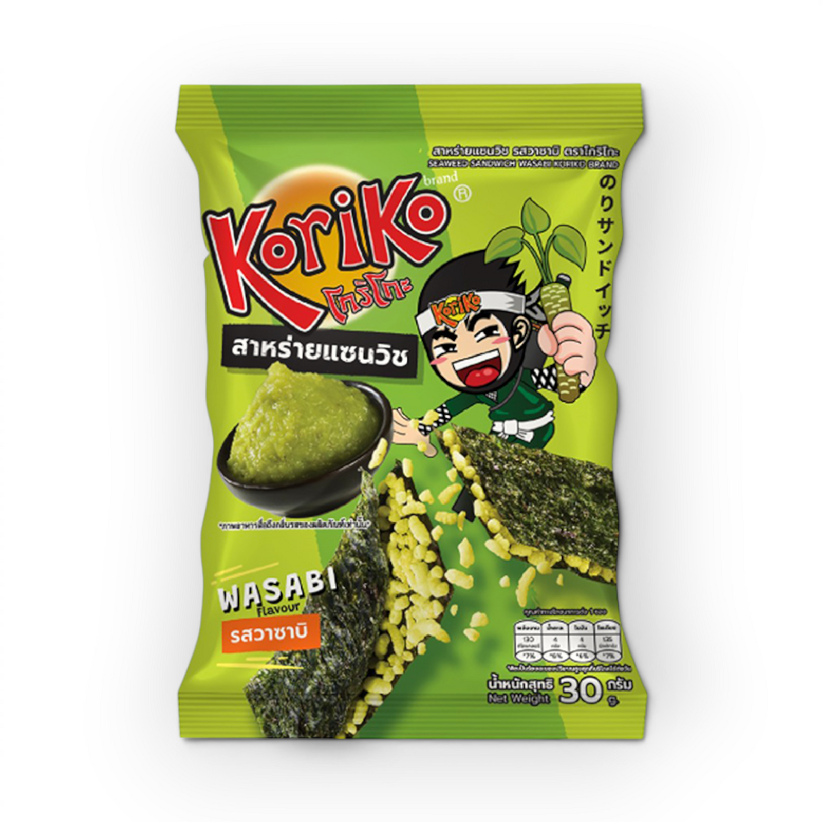Koriko Seaweed puff Rice snack Wasabi 30gr