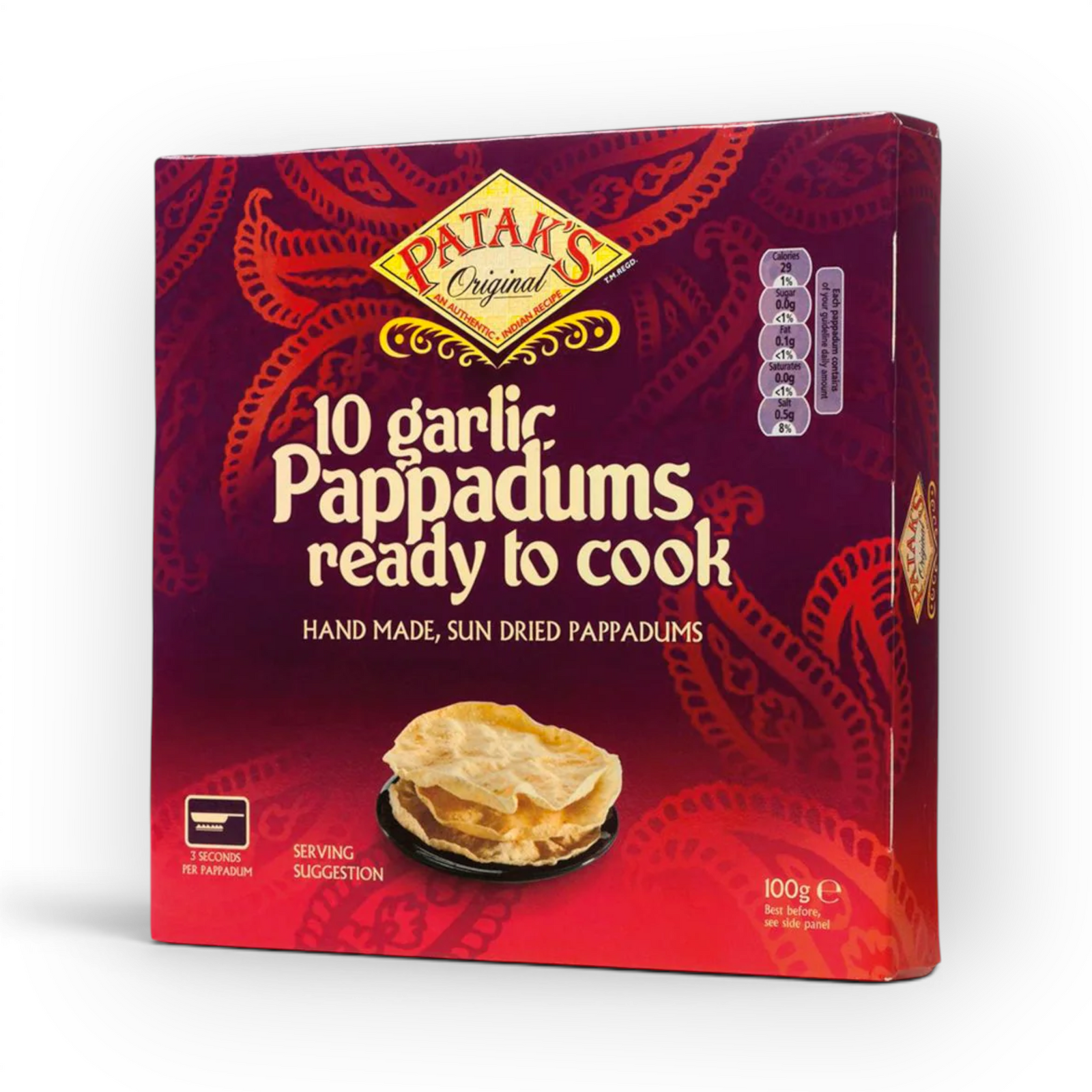 Pappadum Garlic 15cm 100gr