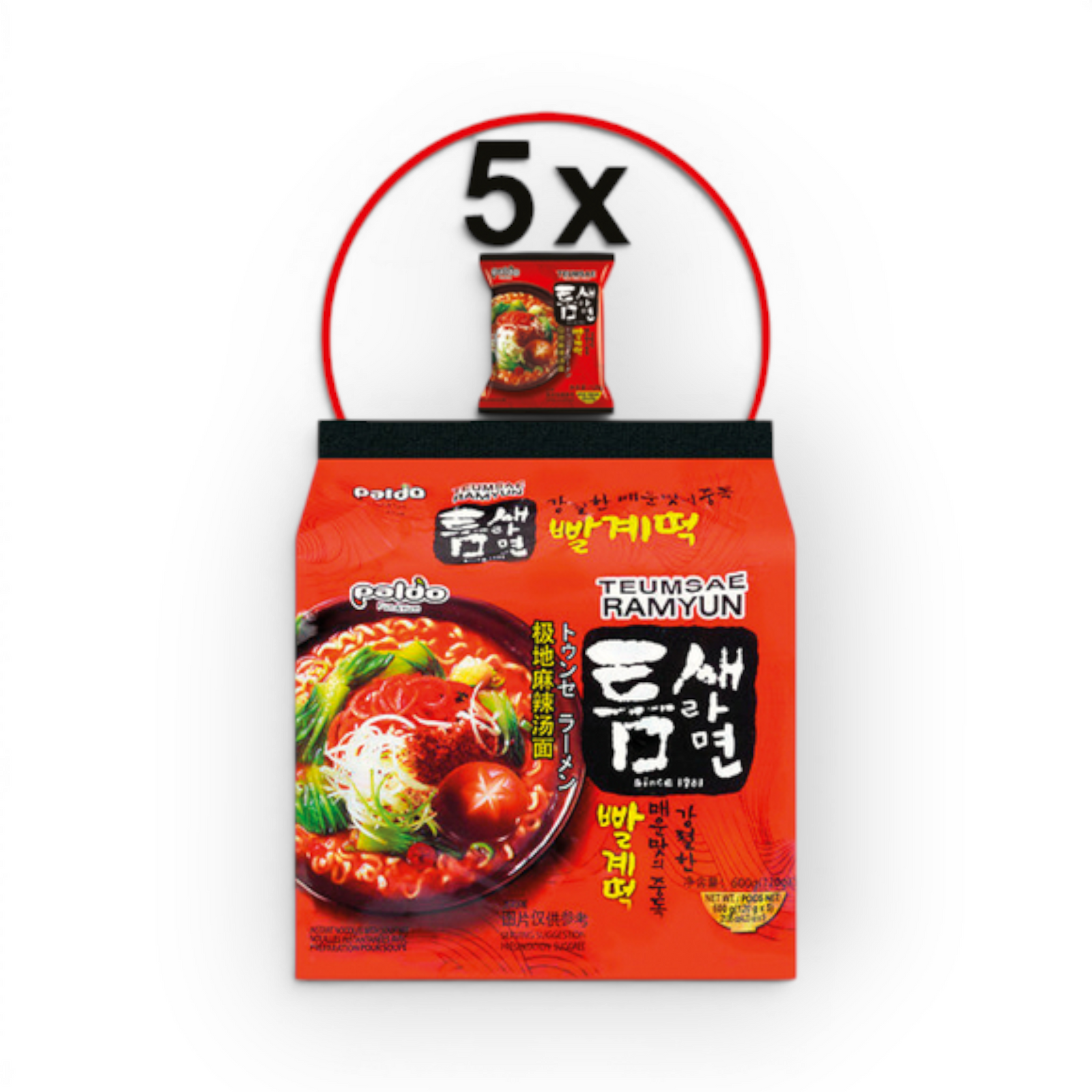 Paldo Teumsae Ramen Hot 120gr 5-pak