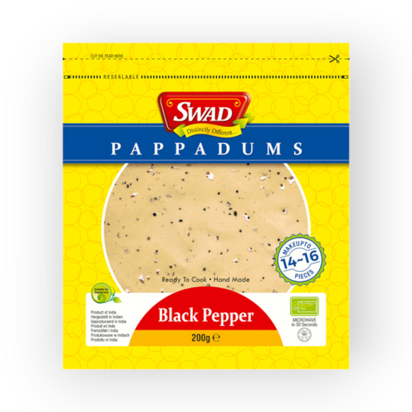 Pappadum Black Pepper 200gr
